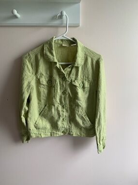 Linden Light Green Linen Denim-Style Jacket